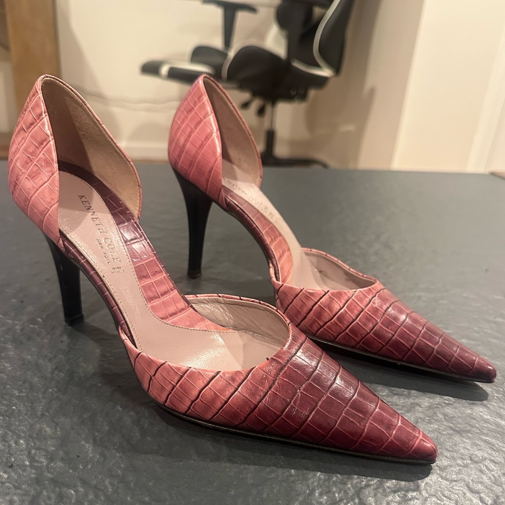 Y2K Kenneth Cole D’orsay Impress Pink Croc Pointed Toe Pump